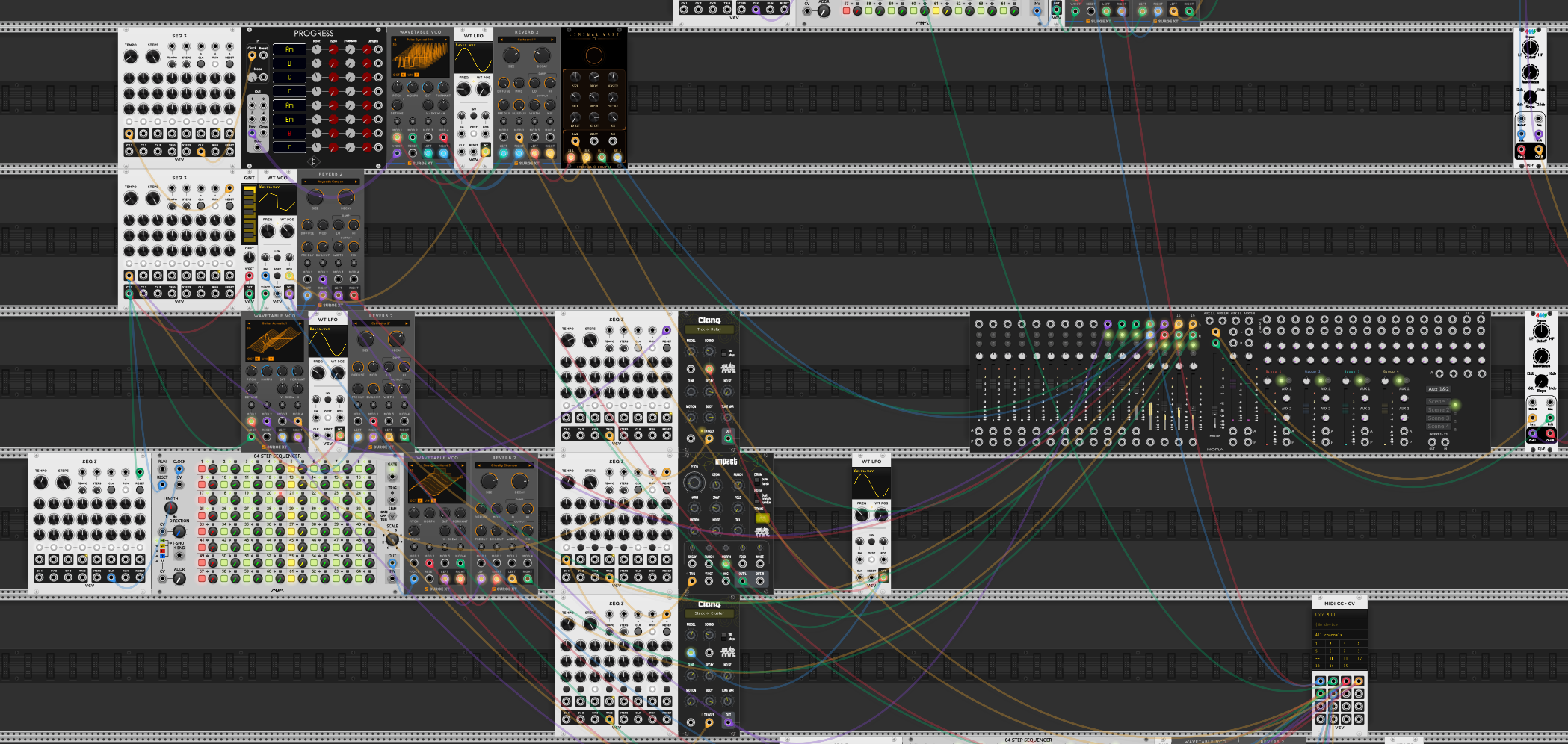 Dense VCV Rack patch used for the Transformation stage